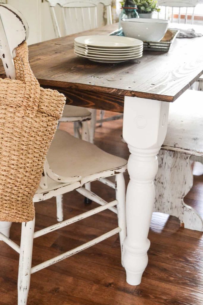 DIY Farmhouse Table - Want a farmhouse table? Make your own! Check out how to refinish one easily from My Creative Days.