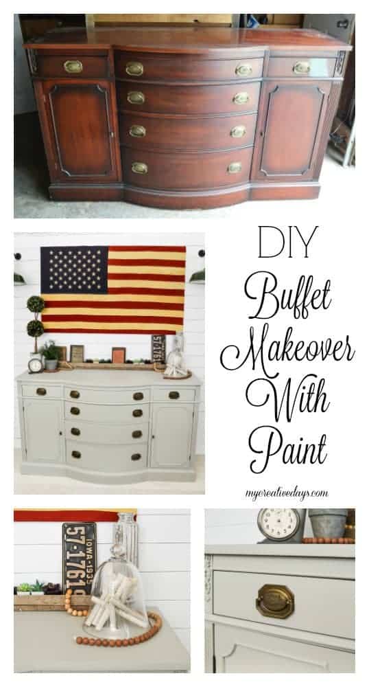 Painted Buffet Makeover - Have an old buffet you would like to make over? Check out this DIY Buffet Makeover With Paint from My Creative Days.