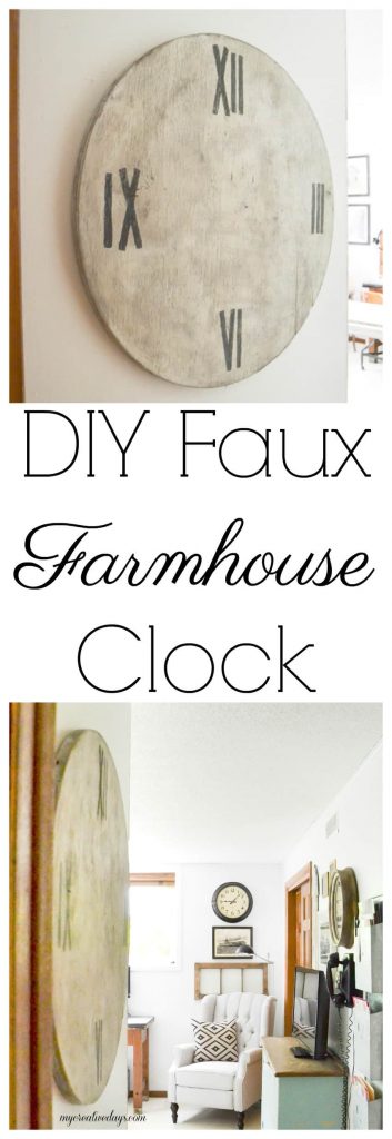 DIY Faux Farmhouse Clock - Love the look of big, wood clocks? Make your own DIY Faux Farmhouse Clock easily!