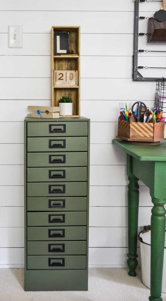 DIY Metal Cabinet Makeover - Have an old, rusty metal cabinet in your garage? Check out this DIY Metal Cabinet Makeover from My Creative Days and bring it out of the dark garage and into your home!