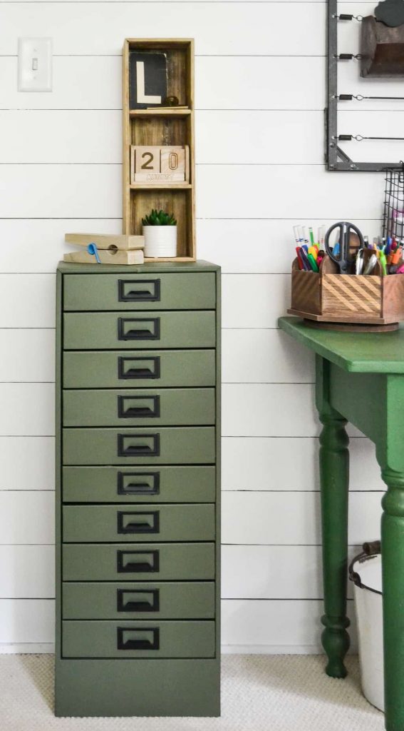 DIY Metal Cabinet Makeover - Have an old, rusty metal cabinet in your garage? Check out this DIY Metal Cabinet Makeover from My Creative Days and bring it out of the dark garage and into your home!