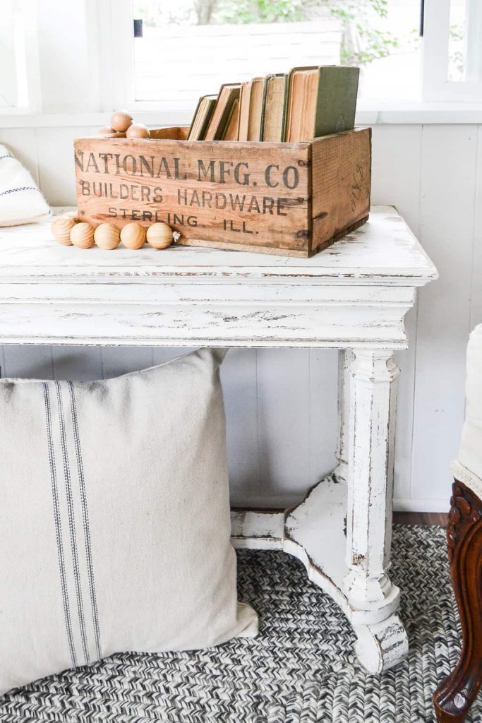 Piano Bench Turned Farmhouse Bench - Looking for frugal ways to add farmhouse style to you home? Check out this Piano Bench Turned Farmhouse Bench from My Creative Days just using paint and sandpaper!