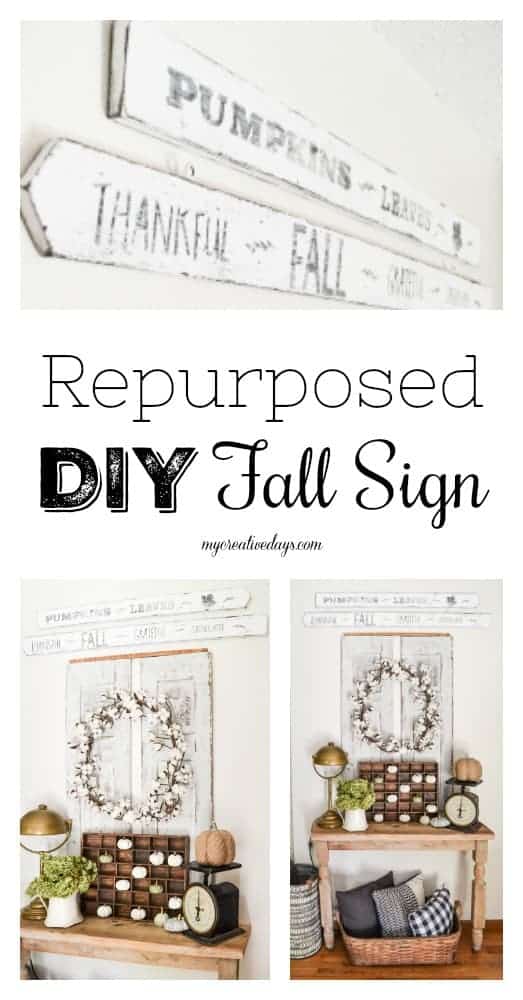Repurposed DIY Fall Sign - Want to add some fall words to your decor? Make a Repurposed DIY Fall Sign easily and inexpensively in a few short steps.