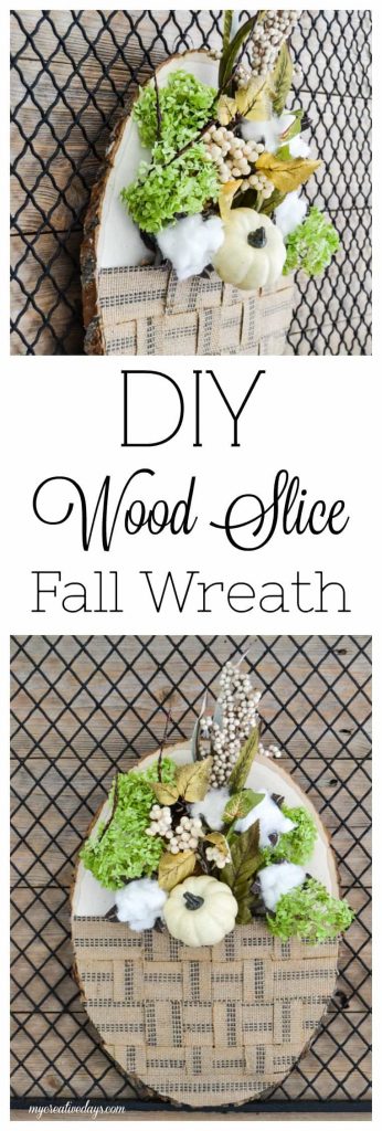 DIY Wood Slice Fall Wreath - Looking for a non-traditional wreath to welcome the fall season? This DIY Wood Slice Fall Wreath is just that. Easy, unique and perfect for fall!