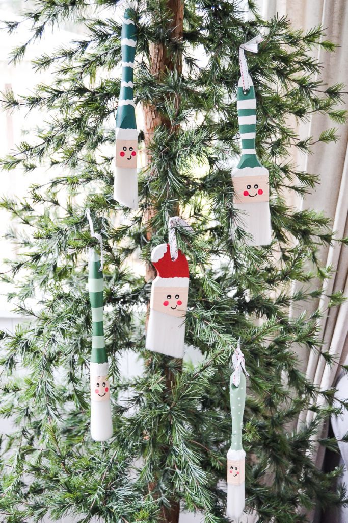 Turn your old paint brushes into Christmas tree decorations!