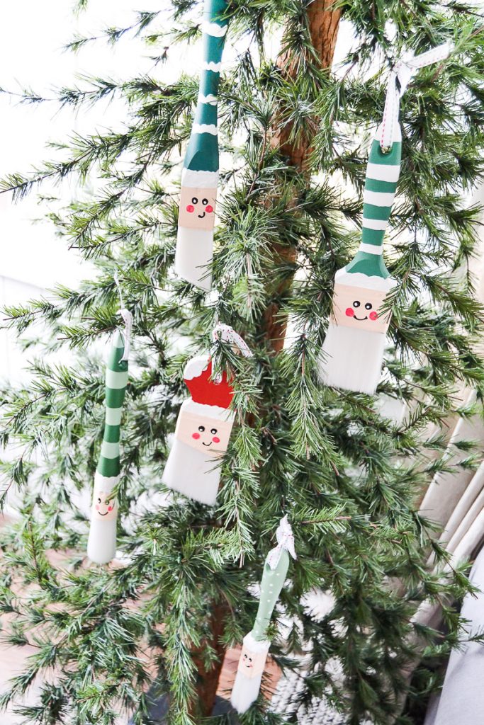 Upcycle old paint brushes into Christmas tree decorations!