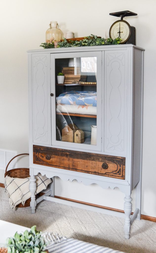 If you have a china cabinet that is in need of a makeover, click over to see how easy it was to transform this china cabinet to make it more relevant and less dingy.