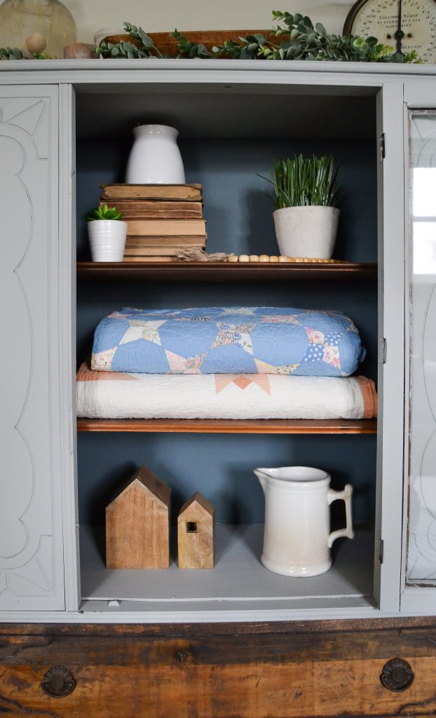 If you have a china cabinet that is in need of a makeover, click over to see how easy it was to transform this china cabinet to make it more relevant and less dingy.