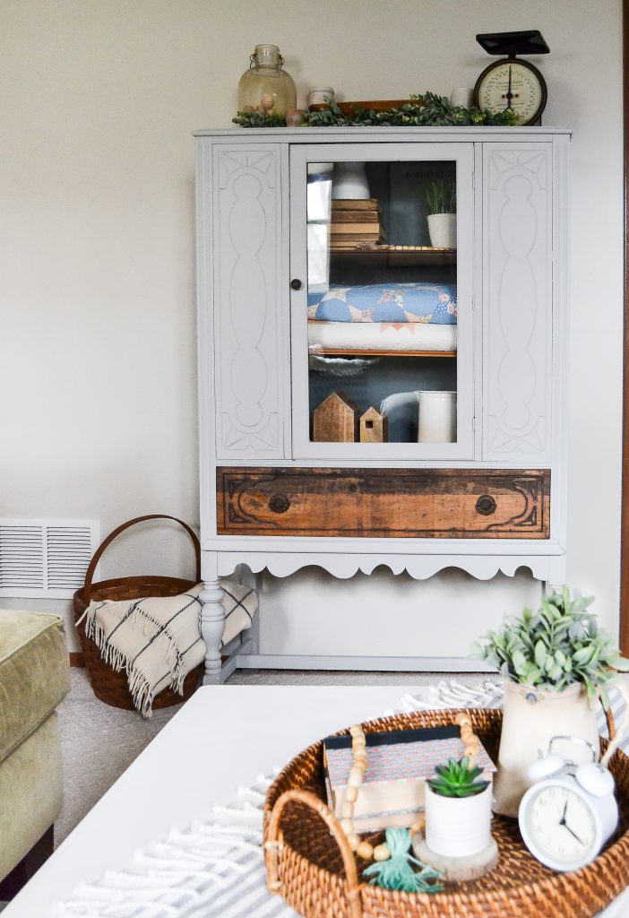 If you have a china cabinet that is in need of a makeover, click over to see how easy it was to transform this china cabinet to make it more relevant and less dingy.