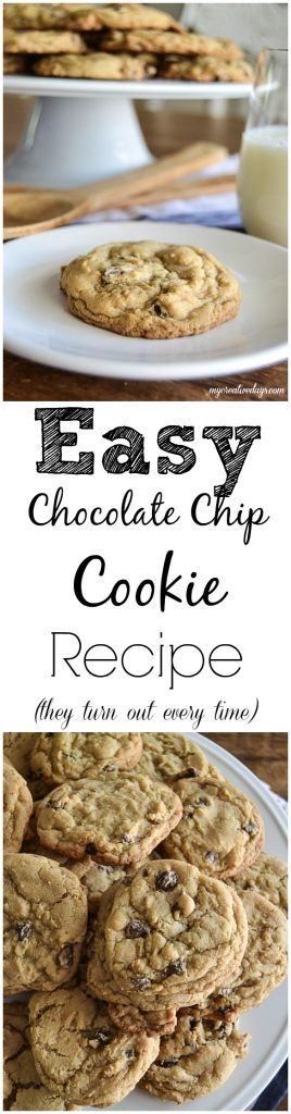 If you are looking for an easy homemade chocolate chip cookie recipe that will come out perfectly every time, this is the recipe for you. Click over to find the recipe and get your cookie fix now!