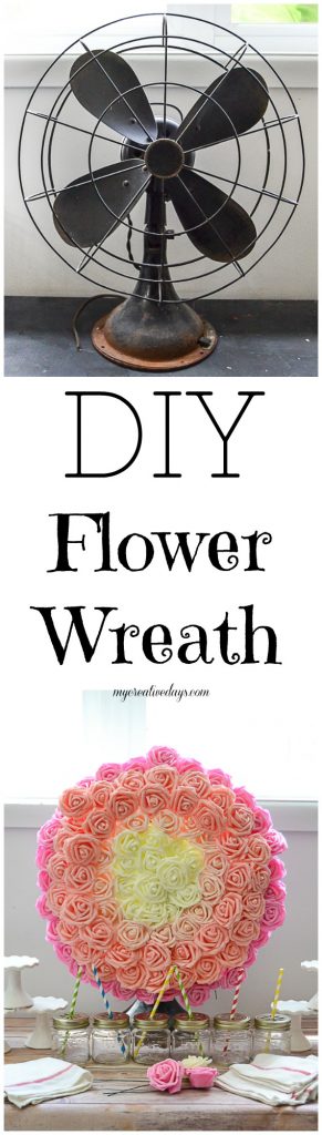 If you are looking for an easy way to make a flower wreath, click over to see how we turned a vintage fan into a flower wreath without tools, glue or a lot of time. 