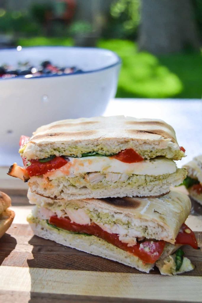 If you are looking for easy camping dinners, click over to get this simple and delicious Roasted Red Pepper, Pesto & Chicken Grilled Cheese recipe.