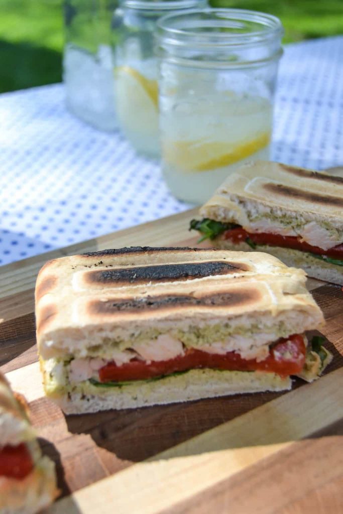 If you are looking for easy camping dinners, click over to get this simple and delicious Roasted Red Pepper, Pesto & Chicken Grilled Cheese recipe.