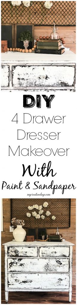 If you have an old dresser that isn't so pretty anymore, click over to see how we transformed this 4 drawer dresser with only paint, sandpaper and new hardware!