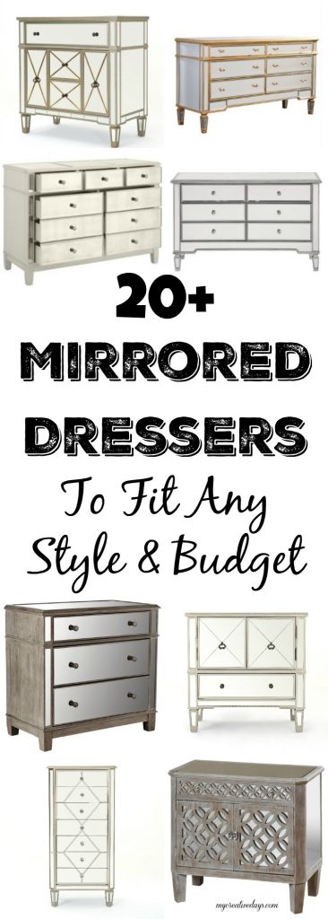 If you are looking for mirrored dressers for your space, you have hit the jackpot! Click over to find more than 20 mirrored dressers that fit any style and budget!