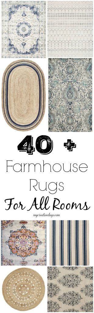 If you are looking for farmhouse rugs for your home, click over to find more than 40 farmhouse rugs for every room in your home. 