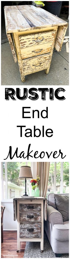 If you are looking for a rustic end table for your space, click over to see how easy it is to create one from a piece found at a yard sale!