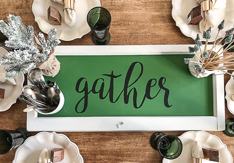 Do you love wood sings, but don't want to pay a lot of money for them? Click over to see how to make this DIY Upcycled Gather Sign from pieces found at Restore!