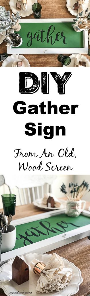 Do you love wood sings, but don't want to pay a lot of money for them? Click over to see how to make this DIY Upcycled Gather Sign from pieces found at Restore!