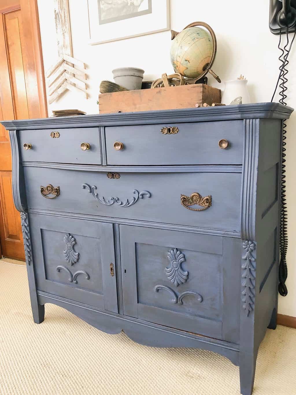 If you are looking for a beautiful blue dresser, click over to see how to DIY an old dresser into a glazed blue dresser beauty!