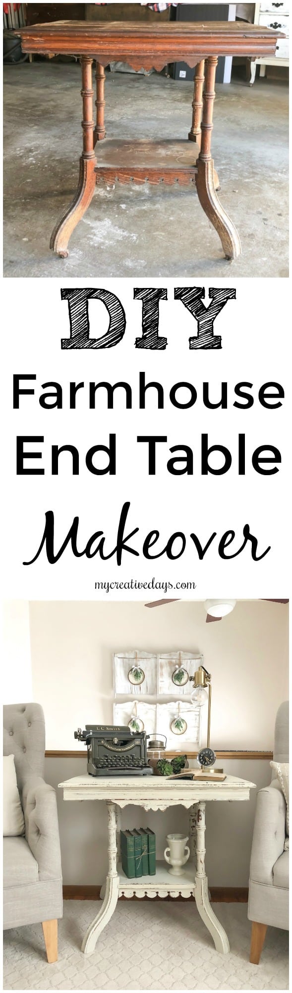 Farmhouse End Table DIY Makeover My Creative Days