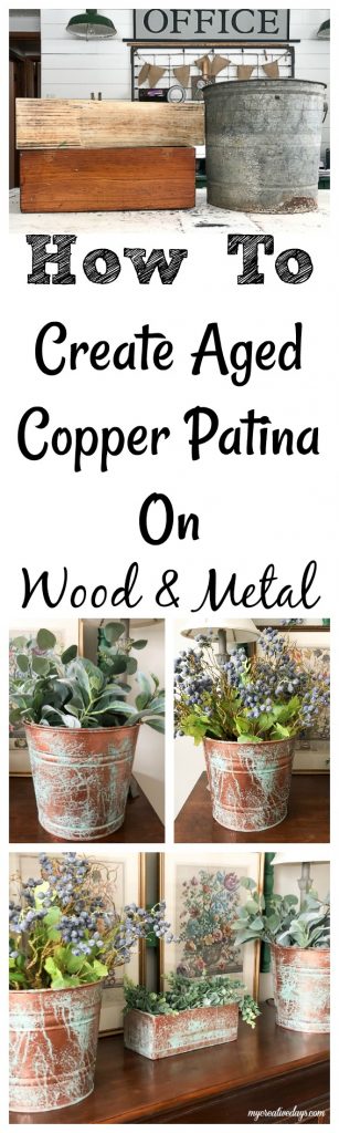 If you love the look of aged copper, this post will show you How To Create Aged Copper Patina On Any Wood & Metal surface easily and quickly!