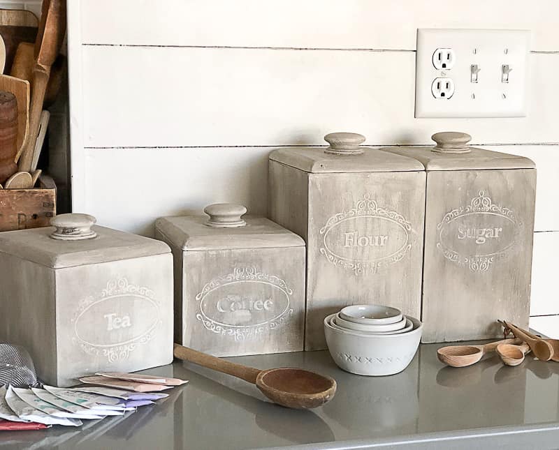 Kitchen canisters come in all shapes and sizes and this easy project made some old canisters look totally new and fresh for an updated kitchen.
