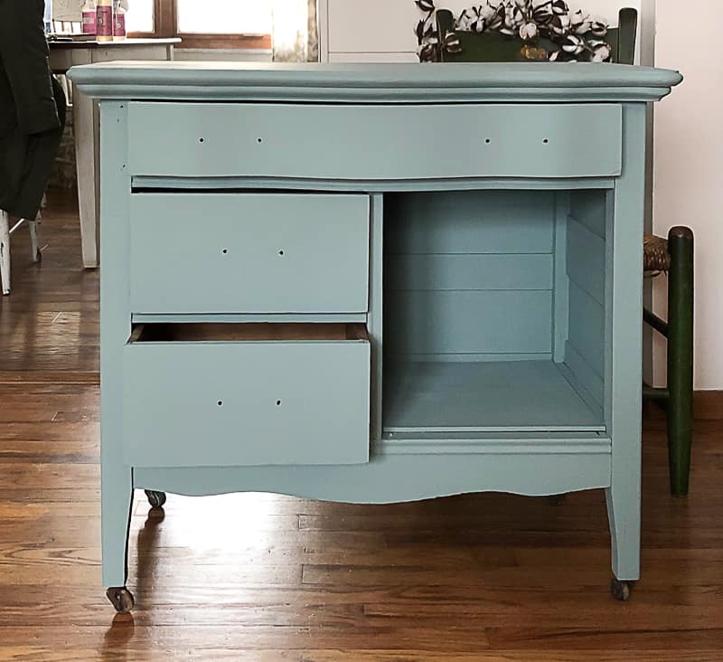 This is an easy makeover with paint, new hardware and some cleaning. It was an easy makeover, but made this piece brand new.