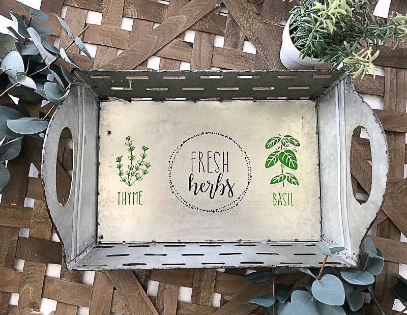 If you love metal trays and have a few on hand, change them up with the season or the celebration you are using them in. It is so easy to do in minutes with Chalk Couture! 