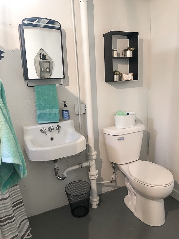 A basement bathroom makeover that was easy and only cost $216 to do. We are breaking down all of the costs and the projects in the transformation.