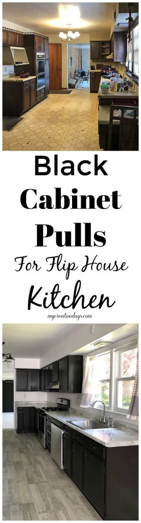 Looking for cabinet pulls for your kitchen? This post will show you how black cabinet pulls transformed the flip house kitchen.