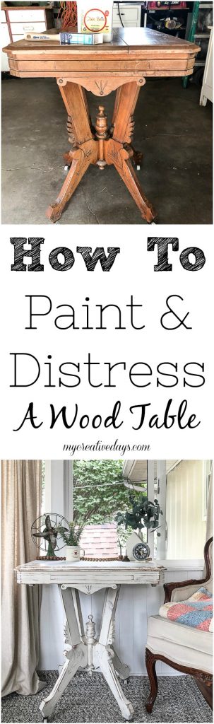This post will show you how to paint and distress a wood table in a few, easy steps to get the look you want without spending a ton of money to get it.