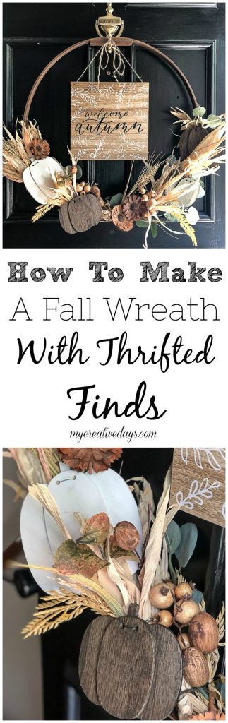 Wreaths are a great way to welcome a new season. This tutorial on how to make a fall wreath will show you how to make a fall wreath with thrifted finds.