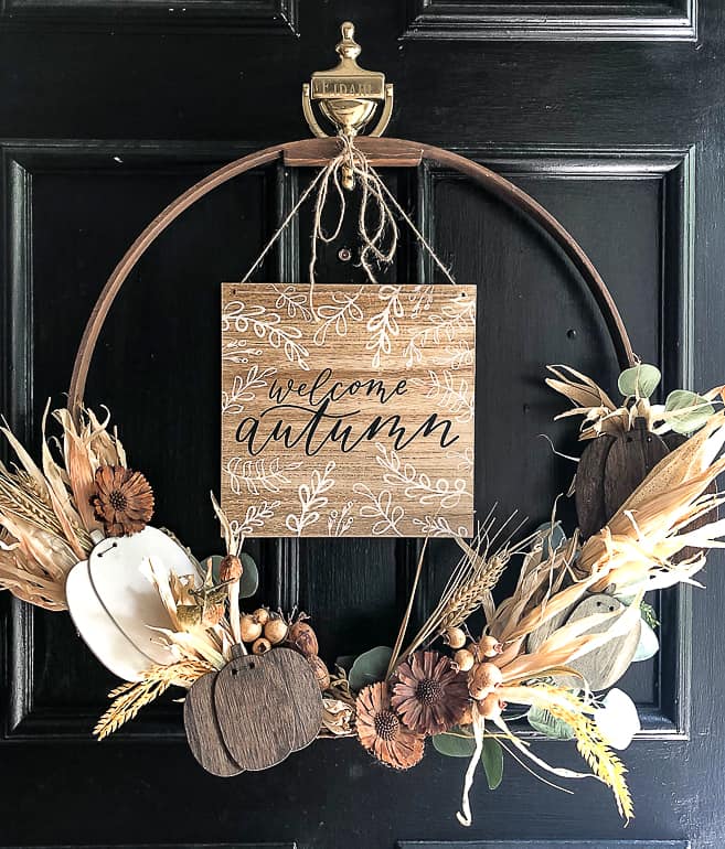 Wreaths are a great way to welcome a new season. This tutorial on how to make a fall wreath will show you how to make a fall wreath with thrifted finds. 