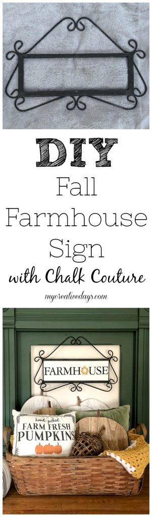 Turn an old iron sign frame found at Restore into the cutest, DIY Fall Farmhouse Sign using Chalk Couture products. I will show you how!