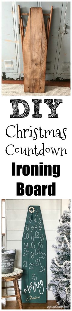 DIY Christmas Countdown - repurpose an old, wood ironing board into something festive for the holiday season that can be used for years and years.