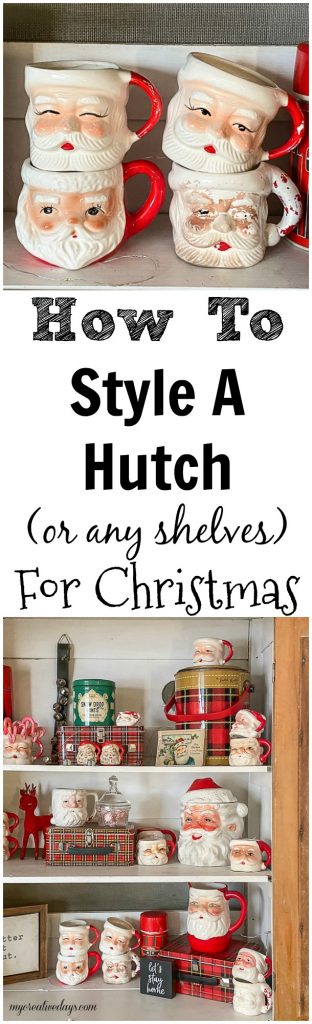 Easy tips and ideas to share how to style a hutch for Christmas easily and stress-free.