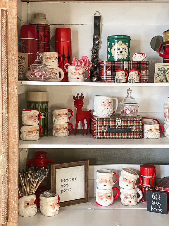 Easy tips and ideas to share how to style a hutch for Christmas easily and stress-free.