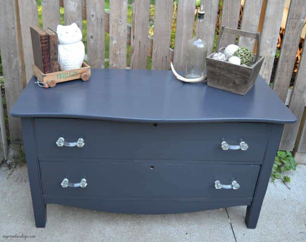 Small Black Dresser Makeover With Vintage Glass Pulls