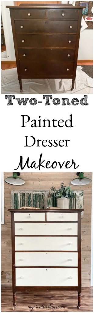 This easy DIY tutorial will teach you how to create a Two-Toned Painted Dresser Makeover with a few supplies and a little elbow grease.