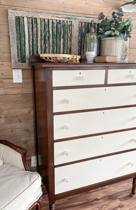 This tutorial teaches how to create a Two-Toned Painted Dresser Makeover with a few supplies and a little elbow grease.