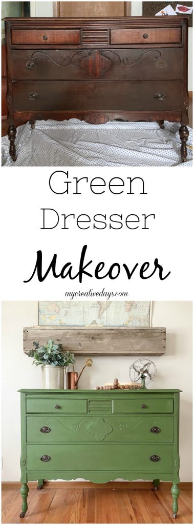 This Green Painted Dresser Makeover combines a beautiful paint color and furniture wax to create a custom piece in a few, short steps.