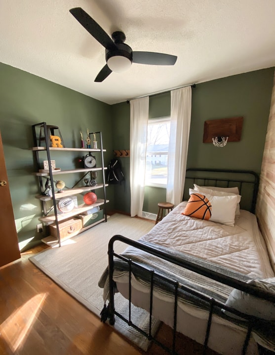 This Teen Boy's Bedroom Makeover is rustic, handsome, sophisticated and sleek. Find all the sources and info to create something similar for your teenager!