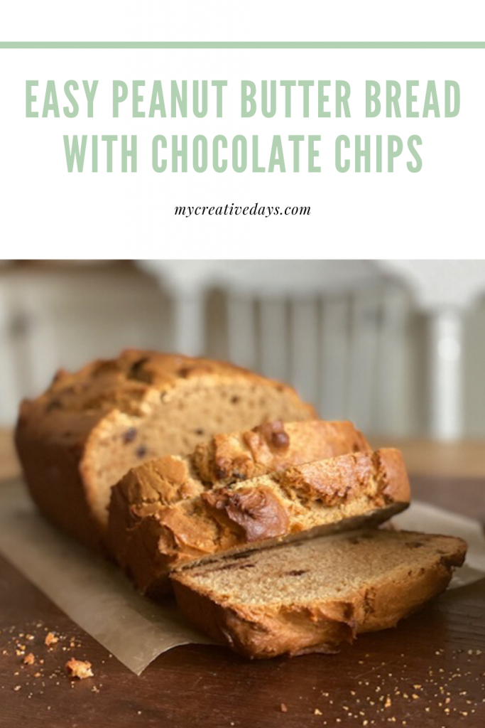 This Easy Peanut Butter Bread With Chocolate Chips can be made with ingredients you already have on hand and makes for a yummy treat any time of year!