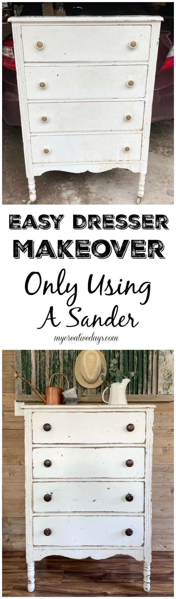 Easy Dresser Makeover Only Using A Sander My Creative Days