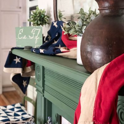 4th Of July Mantel With A Vintage Flag