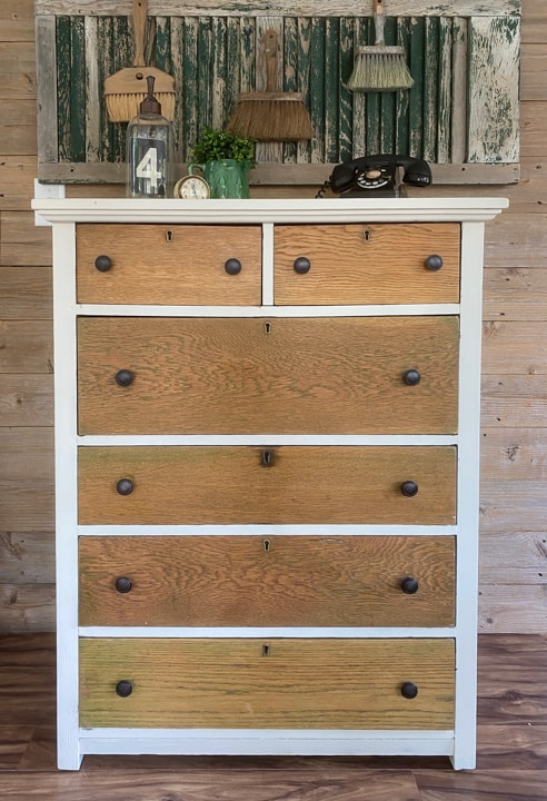 This dresser has a fun story and the makeover couldn't have been easier. I am sharing the easy tutorial of this painted oak dresser makeover on the blog.