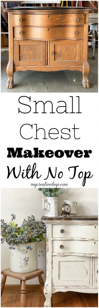This was a project that went wrong and ended up with no top. That didn't stop me from making this small chest makeover amazing!
