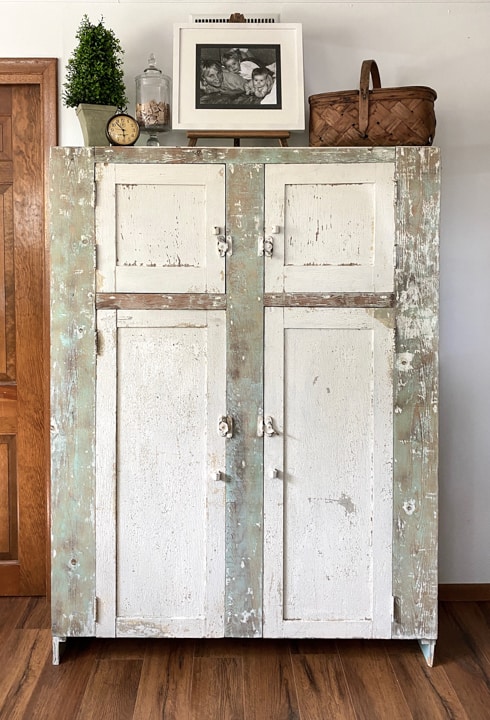This DIY chippy cabinet was a free find that has added so much character, charm and storage to my home office!