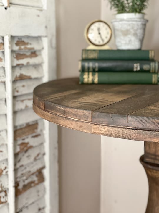 With only a few supplies and a few steps, this round side table makeover was complete! It has been a great addition to our living room.